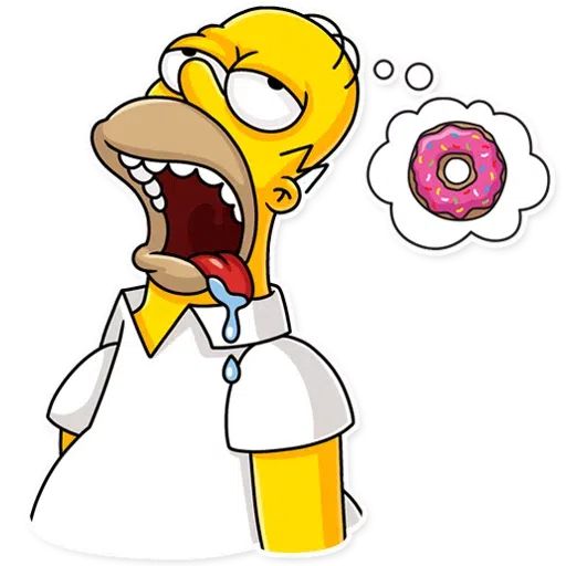 the simpsons is eating a donut with his mouth wide open and tongue sticking out