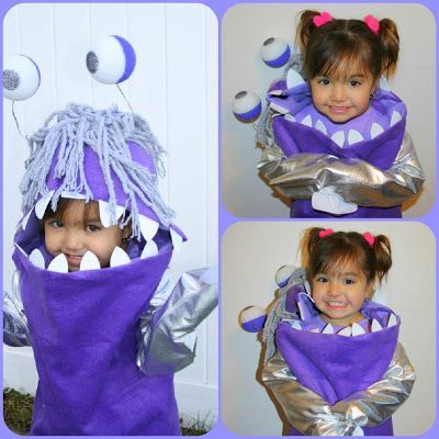 Boo in monster suit - monsters inc. DIY halloween costume Monster Ag Kostüm, Boo Halloween Costume, Monster University Party, Kid Costumes, Boo Costume, Monsters Inc Boo, Monster Costume, Monsters University, Family Costumes