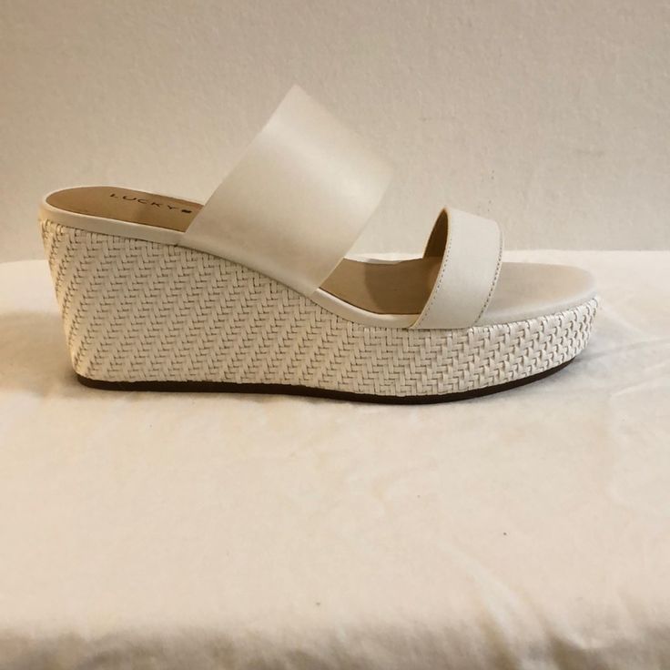 Lucky Brand Bright White Leather 3” Wedge Sandals * These Are Bright White. Lighting Does Not Capture This. Modern Wedge Sandals For Spring, Casual Cream Wedge Sandals For Spring, Summer Leather Slip-on Wedge Sandals, Leather Slip-on Summer Wedge Sandals, Beige Slip-on Wedge Sandals, Modern Wedge Sandals For Spring Vacation, White Leather Summer Wedge Sandals, Summer White Leather Wedge Sandals, Summer Leather High Heel Wedge Sandals