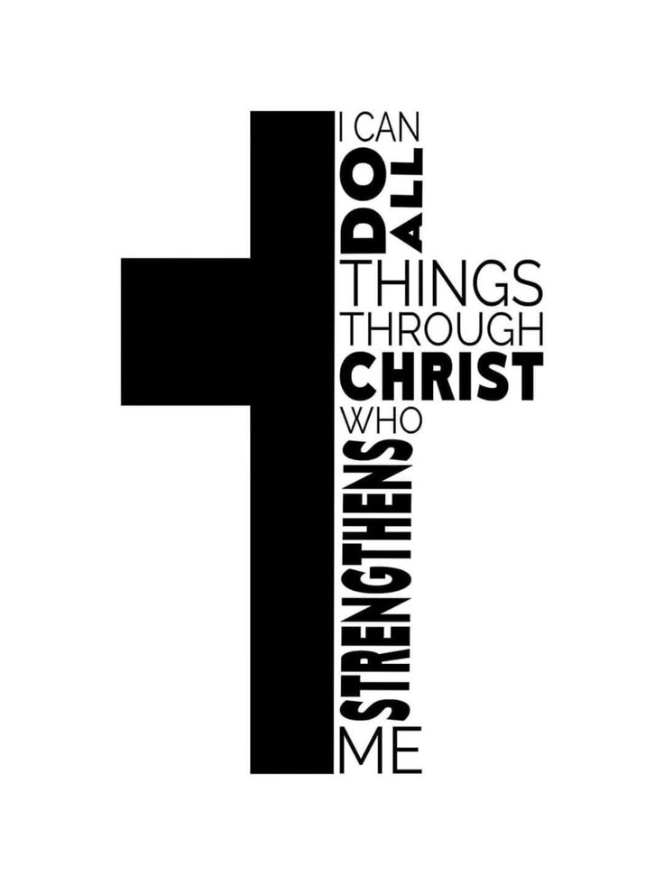 a black and white cross with the words i can do things through christ who gives me