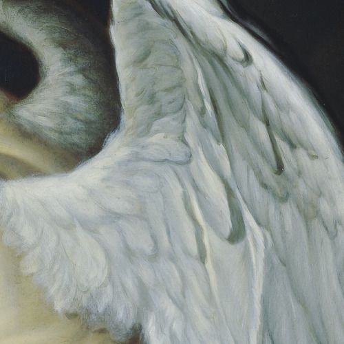 an angel with white wings is shown in this painting