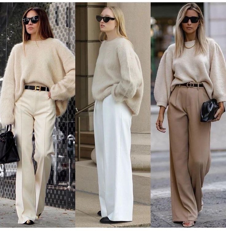 Cream Trousers Outfit, Cream Jeans Outfit, Cream Pants Outfit, Beige Pants Outfit, Outfit Minimalista, Slacks Outfit, Beige Outfits, Pants Outfit Work, Outfit Pantalon