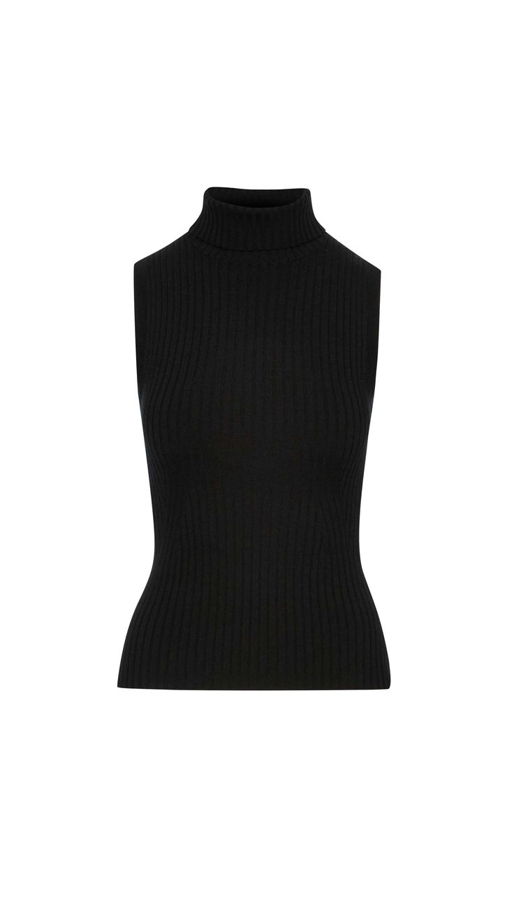 Consider this a case of needing one in every color. Our essential Sleeveless Turtleneck in stretch wool offers plenty of comfort and layerability. This versatile piece is perfect for pairing with a blazer and trousers at the office, then transitioning to a knit cardigan and midi skirt for an evening out with friends. Cardigan And Midi Skirt, Green Monday, Denim Outerwear, Sleeveless Turtleneck, Wear Green, Every Color, Saturday Night Live, Short Jumpsuit, Running Women