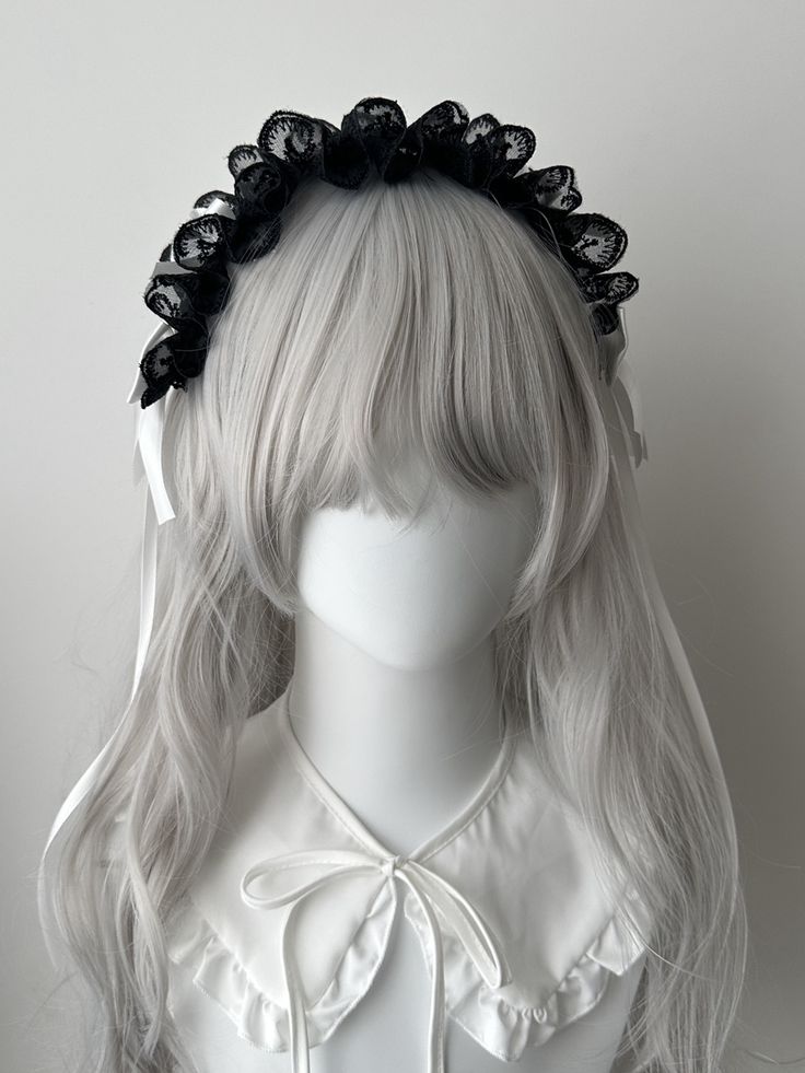 This striking Gothic Lolita Hairband is the perfect accessory for your Halloween ensemble. Featuring a dark and enchanting design, it showcases an abyssal bow that adds a touch of sweet yet edgy charm. Ideal for those who love to blend the cute and the macabre, this headpiece will elevate your look with an air of mysterious elegance. Gothic Hair Accessories For Halloween Cosplay, Gothic Halloween Hair Accessories For Cosplay, Black Headband For Costume Party, Adjustable Black Ribbon Headband, Black Gothic Headband For Costume Party, Black Halloween Headband Hair Accessories, Adjustable Gothic Hair Accessories For Halloween, Punk Black Hair Accessories For Halloween, Black Headband For Halloween Cosplay