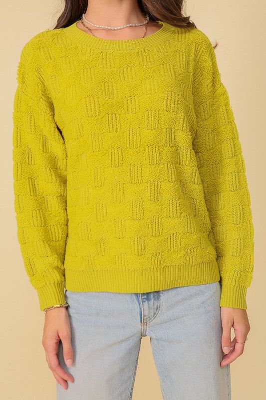 Basket weave crewneck sweater Textured Knit Crew Neck Sweater, Textured Knit Crew Neck Sweater For Layering, Textured Knit Crew Neck Sweatshirt For Layering, Trendy Knit Crew Neck Sweatshirt, Trendy Crew Neck Knit Sweater, Fall Crew Neck Sweater, Trendy Crew Neck Knit Sweatshirt, Textured Knit Crew Top For Fall, Textured Crew Neck Sweater For Fall