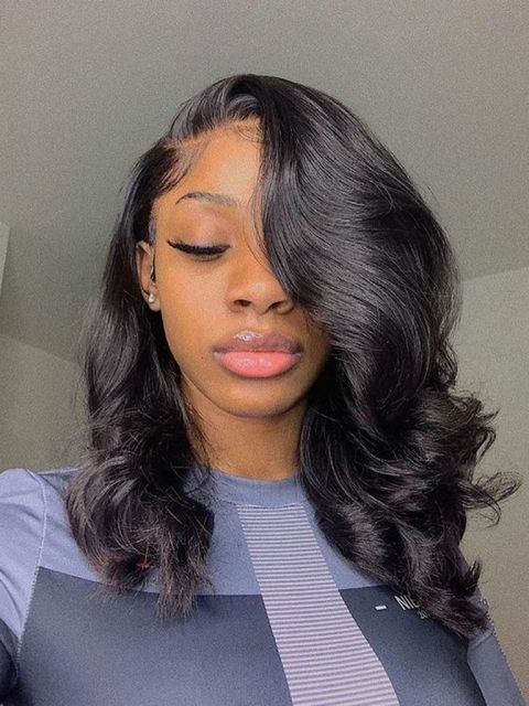 Black Hair Dye, Sew In Hairstyles, Sew In Weave, Long Bob Hairstyles, Body Wave Hair, Short Bob Wigs, Looks Black, Lace Hair, Short Wigs