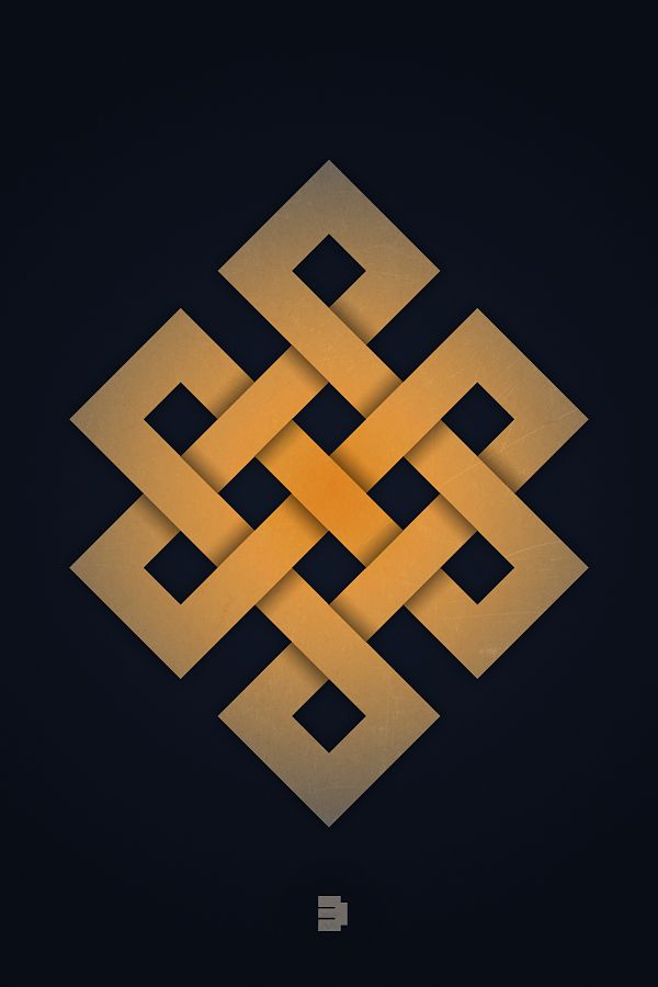 an image of a golden knot in the middle of a square shape on a black background