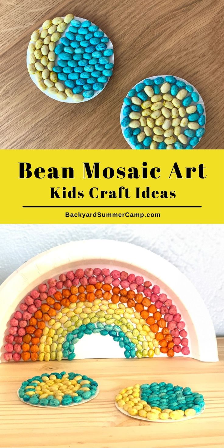 bead mosaic art for kids to make with the rainbows and dots on it