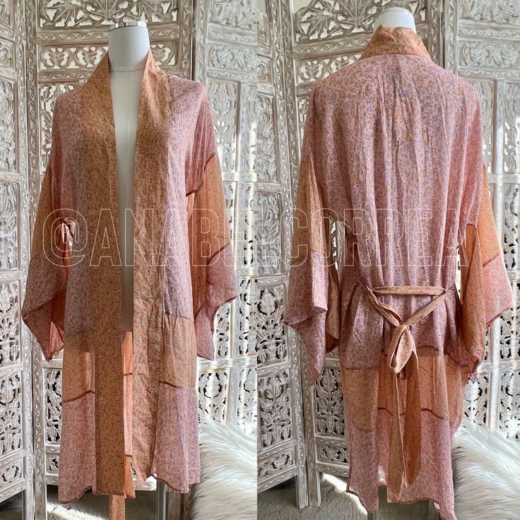 Beautiful Nwt Spell Rae Midi Kimono In Small/ Medium. Samples Are One Of A Kind Never Mass Produced So This Is Priced Accordingly. I Am Not Accepting Trades At The Moment. I’m Looking Only To Sell. This Will Also Be Crossed Posted For Auction On Eay Summer Silk Pink Kimono, Pink Silk Wrap Kimono, Fitted Pink Summer Kimono, Pink Silk Kimono For Beach, Elegant Open Front Pink Kimono, Fitted Pink Kimono, Midi Kimono, Sleepwear Robe, Orange Pink