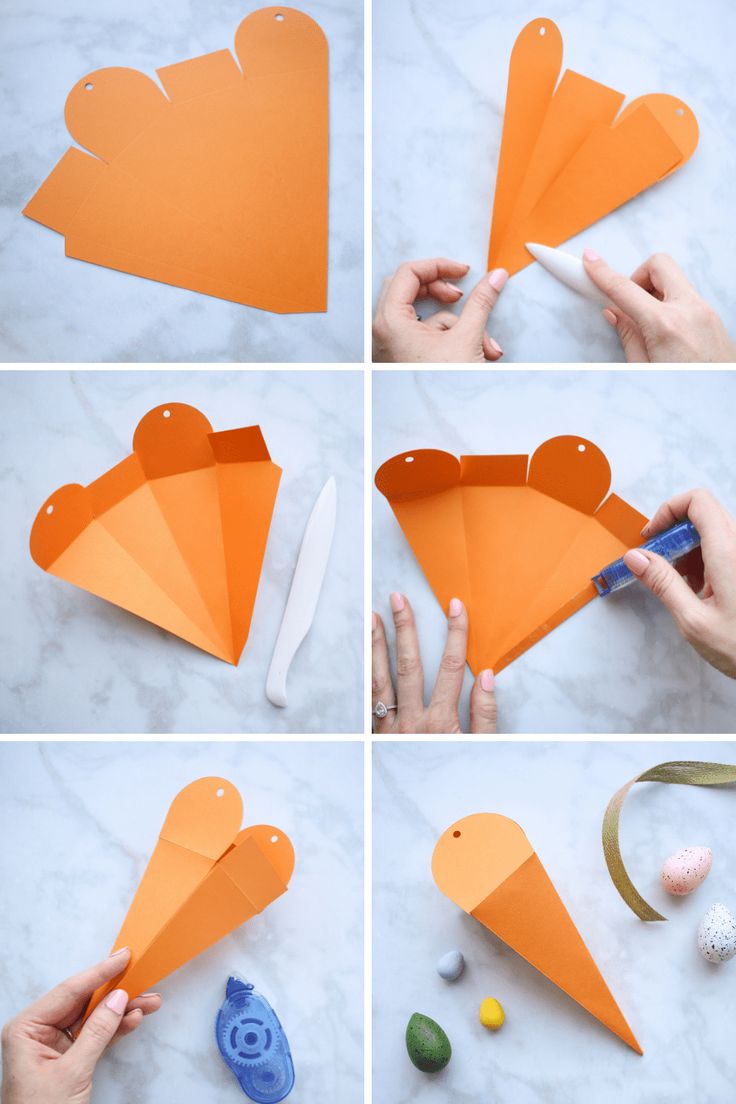 the steps to make an origami carrot