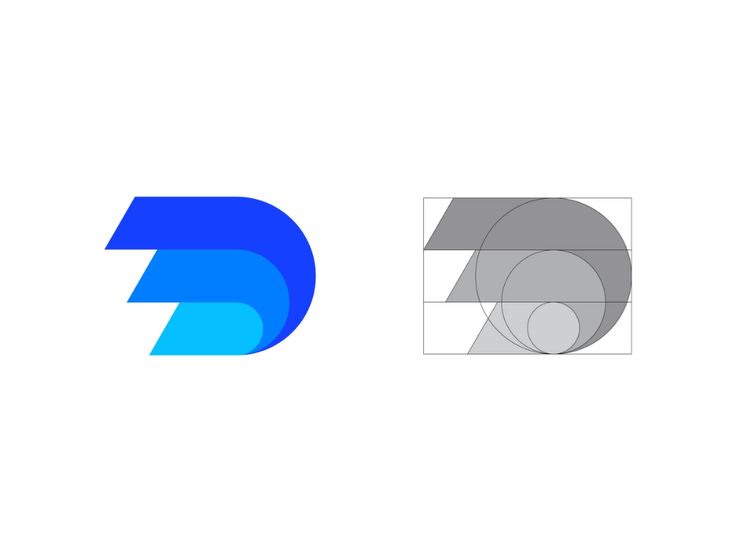 two different logos, one with the letter d and the other with an image of a circle