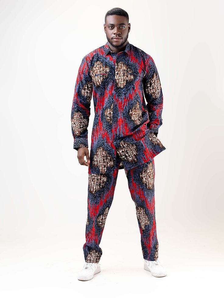 AFRICAN PRINT RUFARO BAGGY SET-1 Ankara Blouse, African Blouses, Baggy Shirt, African Print Tops, His Style, Colored Fabric, Matching Pants, Sleeves Top, African Print