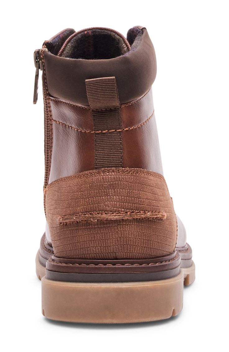 Enjoy the rugged durability of this classic boot constructed with a moc-stitched toe, padded collar and lugged sole. Synthetic upper/textile lining/rubber sole Imported Brown Insulated Boots For Adventure, Brown Boots With Reinforced Stitching For Outdoor Work, Brown Leather Insulated Combat Boots, Brown Combat Boots For Outdoor Work In Fall, Insulated Brown Leather Combat Boots, Brown Waterproof Boots With Reinforced Stitching And Round Toe, Brown Leather Weatherproof Combat Boots, Brown Waterproof Boots With Reinforced Stitching, Outdoor Brown Combat Boots With Goodyear Welt