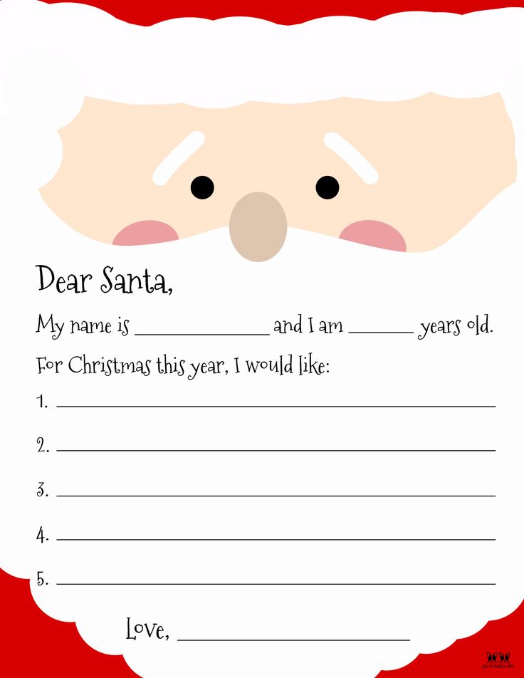 santa claus's letter to santa is shown in this printable