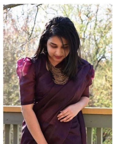 Latest puff sleeve blouse design - The handmade craft Sarees For Short Height Women, Blouse Designs For Fat Ladies, Crop Top Blouse Designs Latest, Trending Blouse Designs, South Indian Blouse, Fat Arms, Ruffle Blouse Designs, Trending Blouse, Short Height