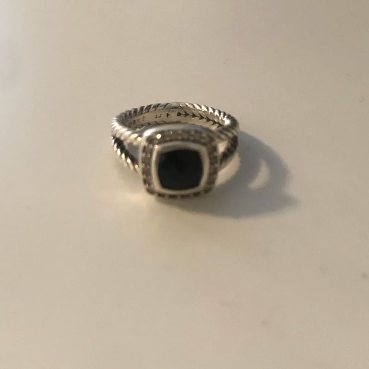 Black Onyx. No Signs Of Wear. Timeless Black Stackable Jewelry, Formal Black Rings With Black Diamonds, Elegant Black Rings For Evening, Black Diamond Rings For Evening, Elegant Black Rings For Formal Occasions, Black Stackable Rings Fine Jewelry, Fine Jewelry Black Stackable Rings, Black Stackable Fine Jewelry Rings, Timeless Black Rings With Black Diamonds