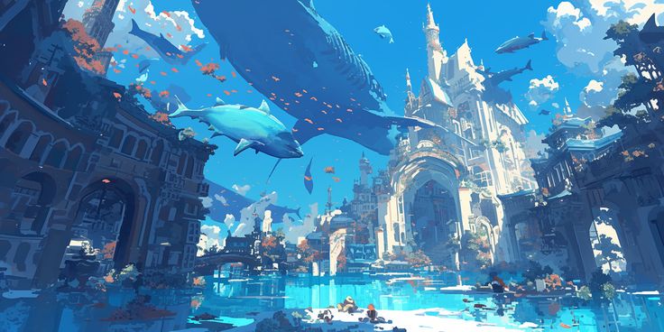 an underwater city is shown in this image