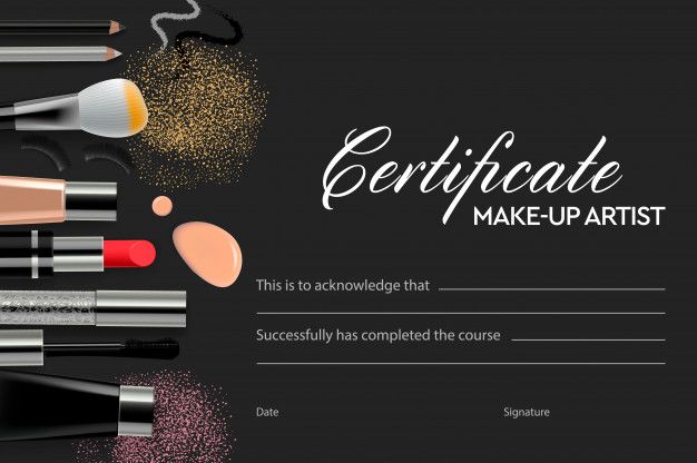 an award certificate for makeup products on a black background with sparkles and glitters