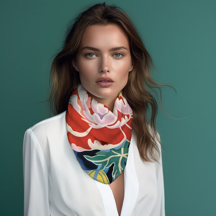 Step into the world of timeless elegance with our Peonies Silk Scarves Collection, where luxury meets versatility in a symphony of design. Each scarf in our collection is more than an accessory—it's a statement, a work of art that gracefully complements any ensemble with a polished, sophisticated flair. Pure Indulgence: Fashioned from 100% pure, super luxurious high-end silk habotai, our scarves are a touch of extravagance that you can drape around yourself, embodying comfort and luxury. Versati Luxury Multicolor Scarf For Spring, Elegant Red Scarves For Spring, Multicolor Formal Scarves For Spring, Luxury Silk Scarf For Summer, Chic White Scarf As A Gift, Chic White Scarf For Gift, Chic White Scarf As Gift, Chic White Scarves As Gift, Elegant Floral Print Scarves For Summer