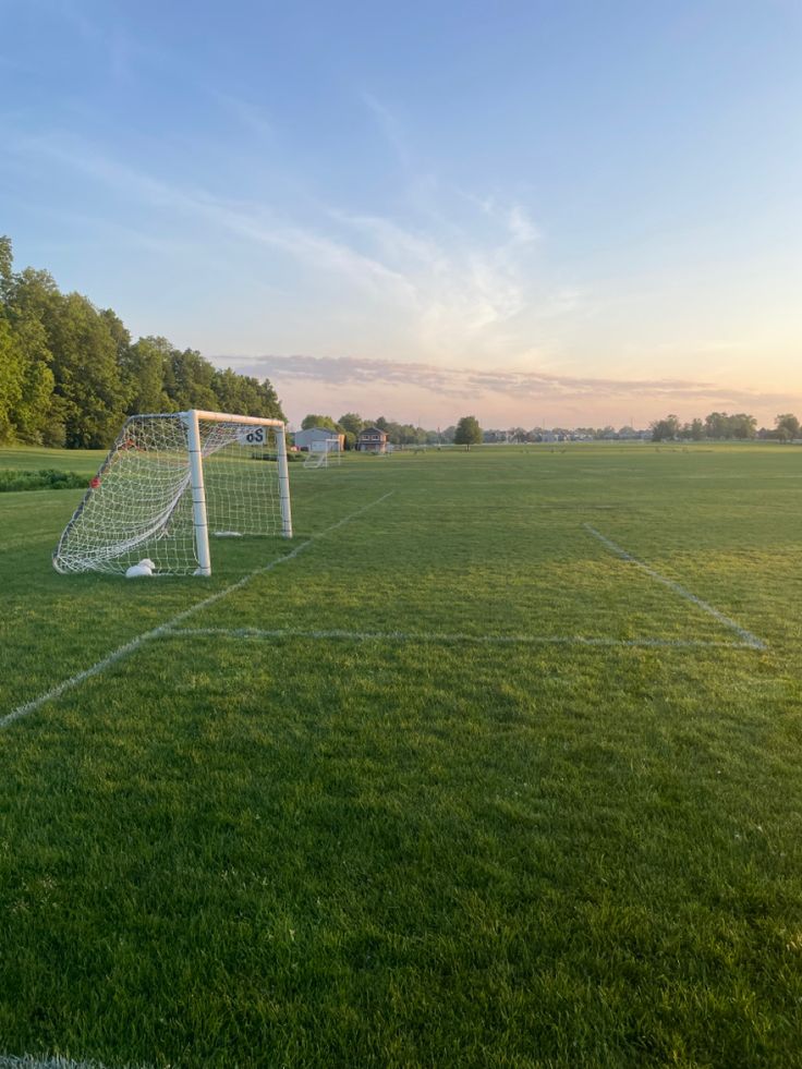 a soccer goal in the middle of a field