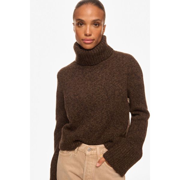 Brown. (90% Wool, 10% Cashmere). Knit Turtleneck. Long Sleeve. Pull on. Shoulder to hemline length: 20.5". See fit notes for more information. Imported. Travel Must Haves, Ski Season, Turtleneck Long Sleeve, Knit Turtleneck, Rent The Runway, Casual Chic Outfit, Knit Long Sleeve, Long Sleeve Pullover, Chic Outfits