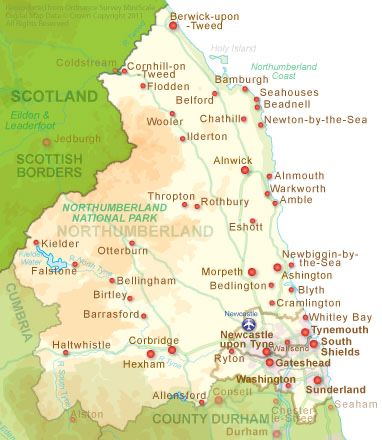 a map of scotland with all the towns and major roads on it's side