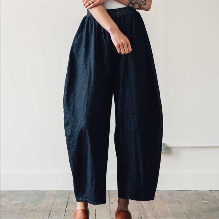 Searching For These Pants In Black Or Denim Indigo Baggy Bottoms For Spring, Chic Baggy Cropped Bottoms, Baggy Indigo Bottoms With Pockets, Indigo Wide Leg Bottoms For Fall, Chic Baggy Dark Wash Bottoms, Indigo Relaxed Fit Bottoms For Spring, Chic Baggy Denim Pants, Wide Leg Indigo Pants For Fall, Indigo Wide Leg Pants For Fall