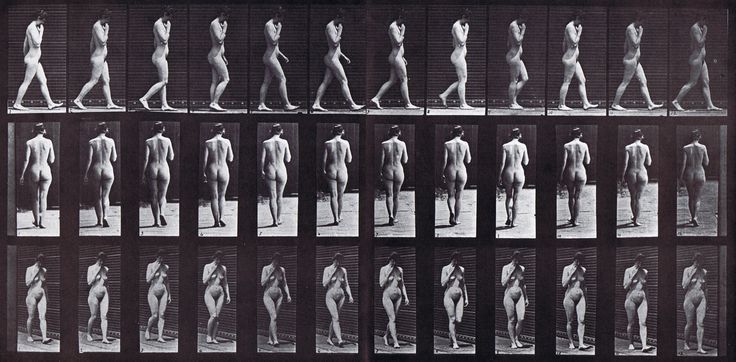 an old photo shows the stages of men's body in different positions and sizes