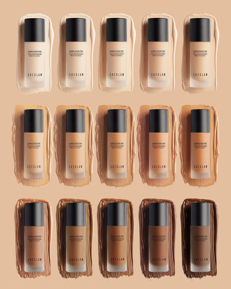 Foundation Aesthetic Products, Foundation Collection Aesthetic, Foundation Swatches Aesthetic, Shade Matching Foundation, Sheglam Products, Sheglam Foundation, Foundation Aesthetic, Liquid Foundation Photography, Sheglam Makeup