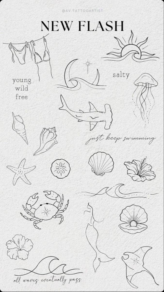 Seashell Tattoos, Tato Minimal, Tattoos Inspo, Shell Tattoos, Petit Tattoo, Sea Tattoo, Ocean Tattoos, Small Pretty Tattoos, Flash Tattoo Designs