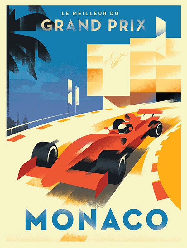 an old poster advertising a race car in monaco