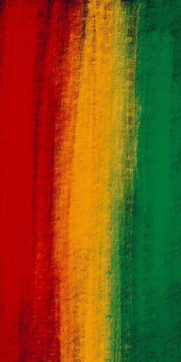 an abstract painting with different colors on it's surface, including red, yellow and green