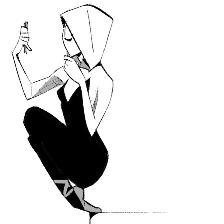 a drawing of a person sitting on the ground holding a cell phone in their hand