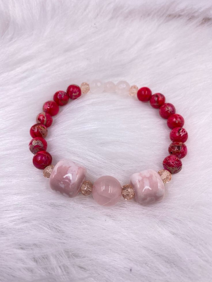 8MM Pink Jasper 8MM-12MM Light Rose Quartz 6MM Pink Crystal Beads Adjustable Gemstone Beads Jewelry For Valentine's Day, Spiritual Beaded Bracelets For Valentine's Day, Adjustable Faceted Bead Jewelry For Valentine's Day, Valentine's Day Adjustable Bracelets With Natural Stones, Casual Beaded Jewelry For Valentine's Day, Pink Beaded Bracelets With Natural Stones, Pink Beaded Stretch Bracelet For Healing, Pink Natural Stones Beads As Gift, Healing Beaded Bracelets With Round Beads For Valentine's Day