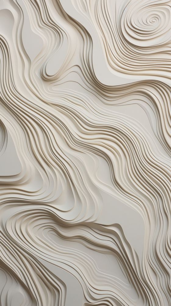 an abstract wallpaper with wavy lines and curves in white, beige and grey colors