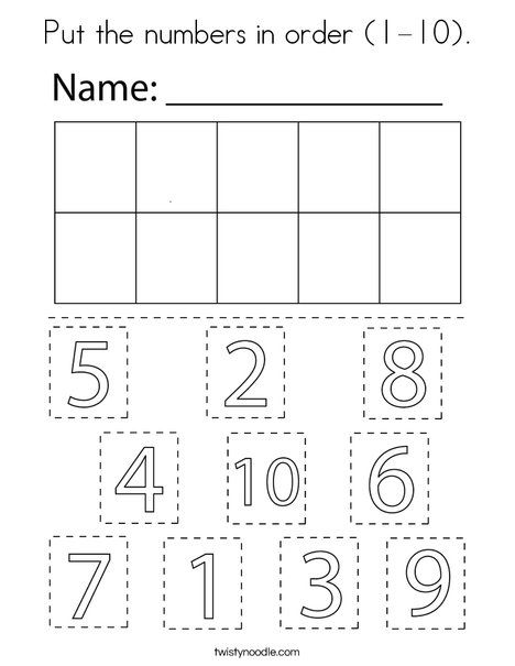 the numbers in order 1 - 10 worksheet for children to learn how to count