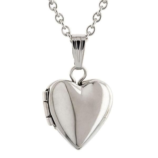 Measuring approx. 16 x 10 mm. (including bail), fashioned in sterling silver. Suspended from a sterling silver cable chain. Length 13 inches. Silver Sterling Silver Heart Pendant Necklace, Classic Sterling Silver Jewelry For Valentine's Day, Classic Jewelry With Polished Finish For Valentine's Day, Classic Jewelry For Valentine's Day With Polished Finish, Classic Engraved Heart Jewelry, Classic Sterling Silver Heart Necklace For Mother's Day, Classic Heart Pendant Jewelry With Polished Finish, Classic Double Heart Locket Jewelry, Classic Sterling Silver Double Heart Necklace