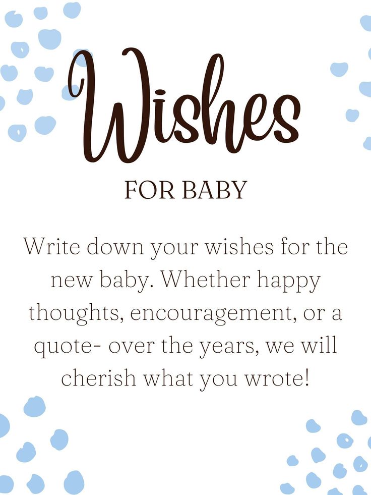 a blue and white background with the words wishes for baby