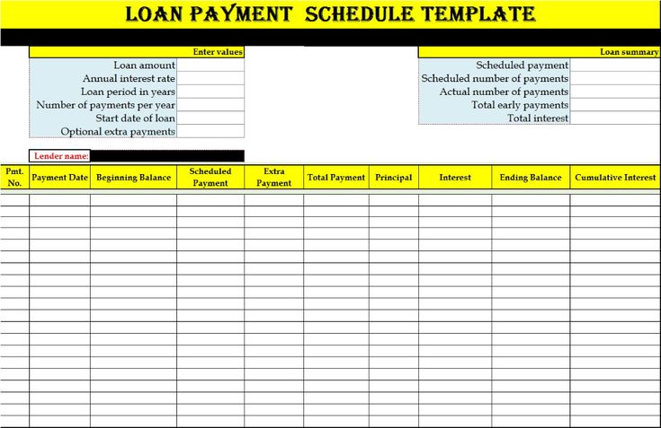 the loan payment schedule is shown in this image