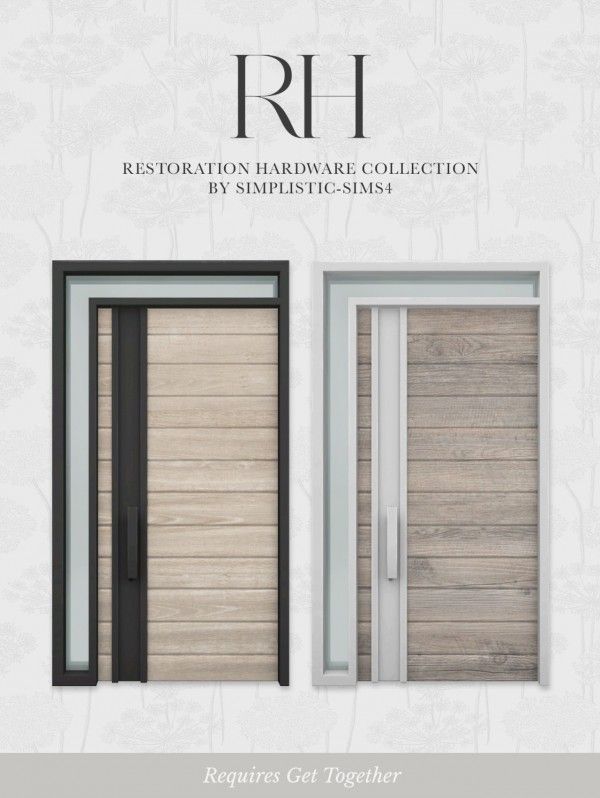 an advertisement for the restoration hardware collection by smelette - smith, featuring two doors and