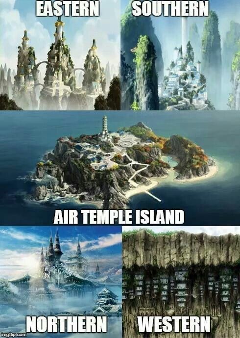 four different pictures with the same island in each one's own language, and an image