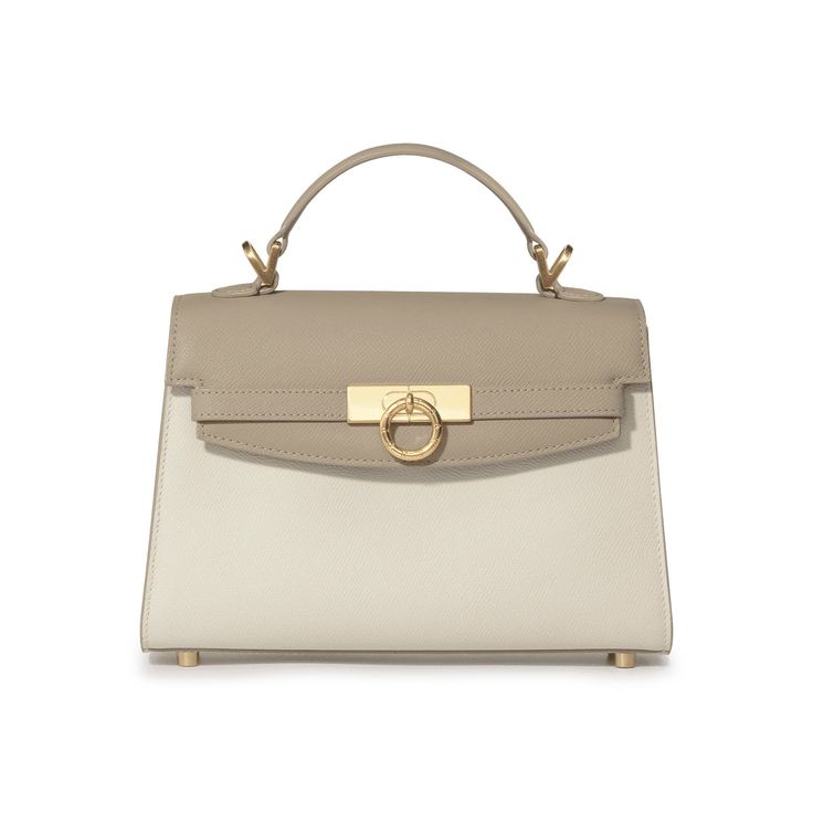 PARISA WANG® | Grace Top Handle Bag – Parisa New York High-end Beige Flap Bag For Daily Use, Timeless Flap Bag For Daily Use, Elegant Textured Calf Leather Bags, High-end Beige Top Handle Flap Bag, Timeless Luxury Satchel With Top Carry Handle, Elegant Textured Leather Shoulder Bag For Daily Use, Luxury Everyday Beige Bags, Beige Top Handle Shoulder Bag For Everyday Luxury, Timeless Textured Leather Office Bag