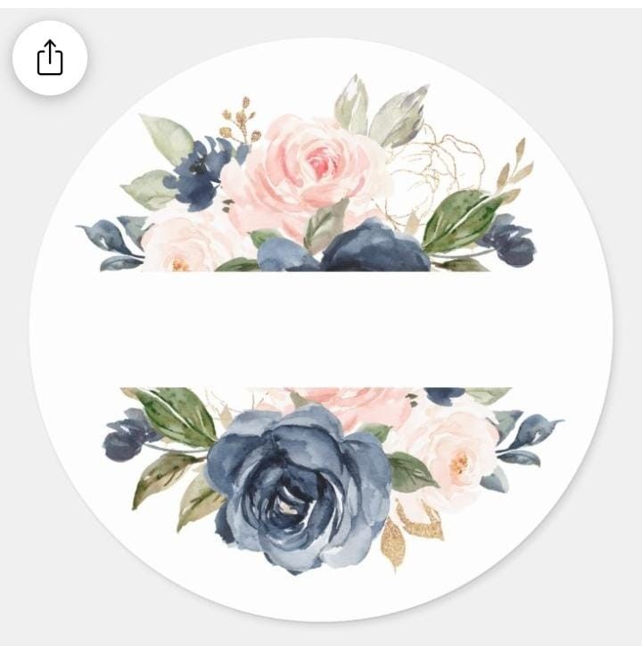 two stickers with roses and leaves on the bottom one is white, the other is blue