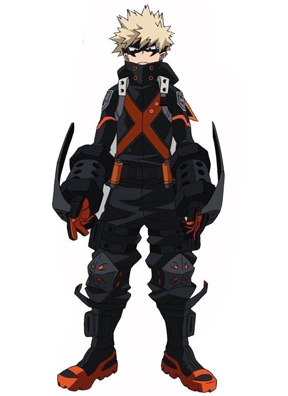 an anime character in black and orange outfit standing with his hands on his hipss