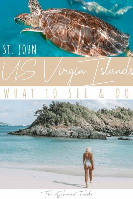 a woman standing on top of a sandy beach next to a green turtle and the words u s virgin islands what to see and do