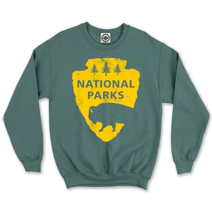 Take a hike in this crew neck, fleece sweatshirt featuring our own take on the National Parks Service logo. Hank Player is proudly designed and crafted in Los Angeles, California with the finest quality materials. Our super-soft fleece will have a weathered, worn-in feel after the first wash. Slight variations in color and print create Hank Player’s one-of-a-kind look. This item is a unisex style, please order one size smaller for a women’s fit. Fall Crew Neck Sweatshirt For Outdoor, Fall Outdoor Crew Neck Sweatshirt, Outdoor Crew Neck Sweatshirt With Ribbed Cuffs, Casual Fleece Sweatshirt For Hiking, Sporty Crew Neck Sweatshirt For Outdoor, Fall Crew Neck Sweatshirt For Adventure, Fall Crew Neck Sweatshirt For Hiking, Fall Hiking Sweatshirt Crew Neck, Fall Hiking Crew Neck Sweatshirt