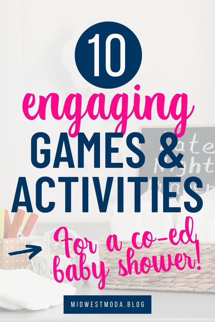 the top ten engaging games and activities for a co - ed baby shower with text overlay