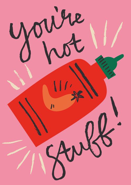 you're hot i'll kill stuff on pink background with handwritten text