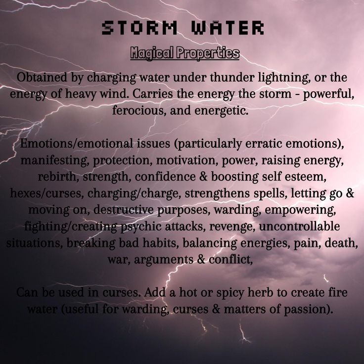 Storm Water Magical Uses & Correspondences Storm Water Magic, Storm Water Spells, Storm Water Witchcraft Uses, Storm Magick, Storm Spell, New Moon Water, Water Witchcraft, Storm Witch, Water Spells