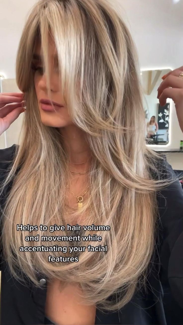 Blonde Face Framing Highlights On Blonde Hair, Blonde Highlights Face Framing Layers, Haircut Layers Long Bangs, Gave Framing Layers, Long Hair Face Framing Layers Brunettes, Full Face Framing Layers, Medium Length Haircut Balayage Blonde, Hairby Chrissy Blonde, Long Layered Hair Balayage